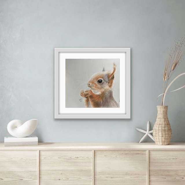"Little Red- Woodland Treasure"- Squirrel Print