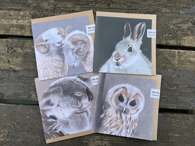 Animal Art Greetings Card Sets- Square
